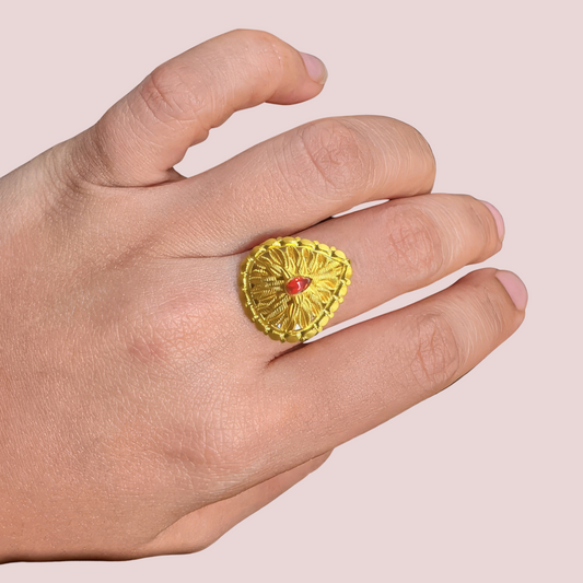 Women's Red Designer Ring, Chic Red Statement Ring - Apparel - front view | Snazzyway