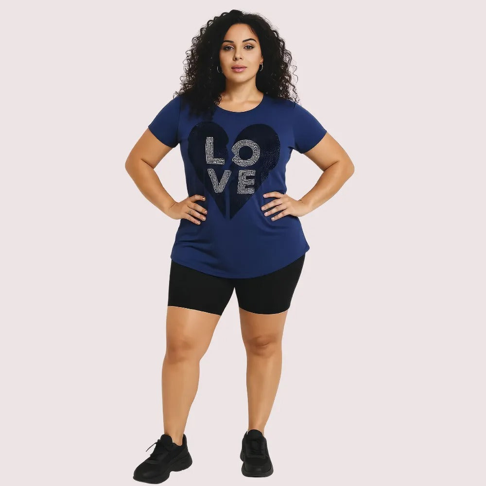 Women's Blue Designer T-Shirt, Refined Blue Casual Top - Apparel - front view | Snazzyway