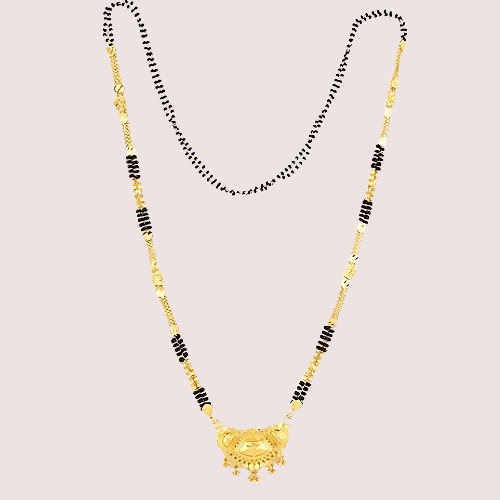 Women's Golden Designer Mangalsutra, Chic Golden Pendant Necklace - Apparel - front view | Snazzyway