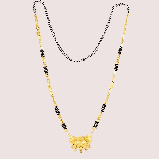 Women's Golden Designer Mangalsutra, Chic Golden Pendant Necklace - Apparel - front view | Snazzyway