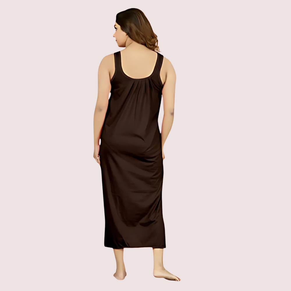 Women's Coffee Cotton Nightgown, Sophisticated Coffee Sleepwear - Apparel - styled full look | Snazzyway