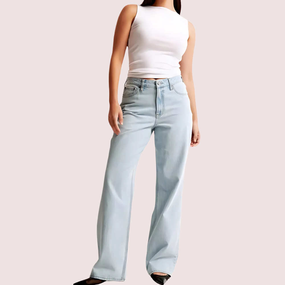 Women's Denim Jeans, Elegant Denim Pants - Apparel - front view | Snazzyway