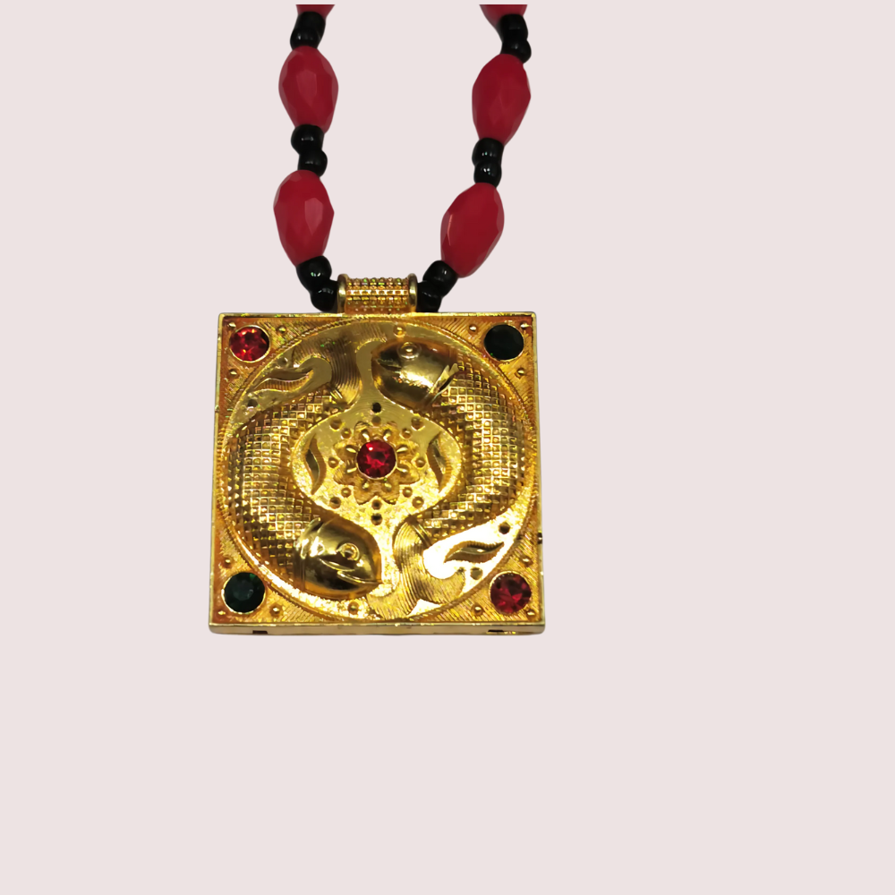 Women's Red Beaded Necklace, Elegant Red Necklace Set - Apparel - close-up detail view | Snazzyway