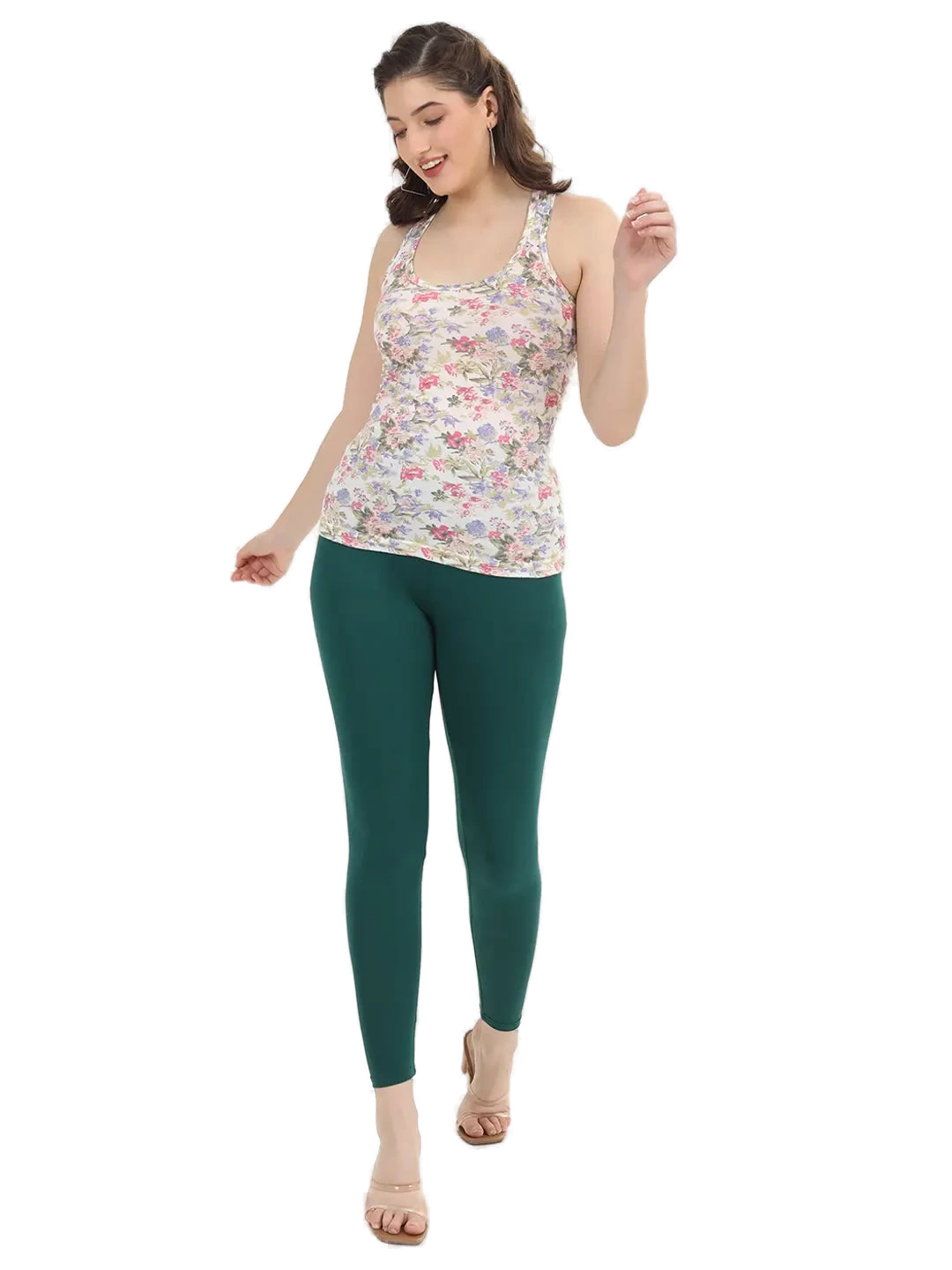 Women’s BottleGreen Premium 4-Way Stretch Lycra Leggings Full Length Churidar & Casual Wear Versatile Ethnic & Modern Bottom Wear - Western Wear -...