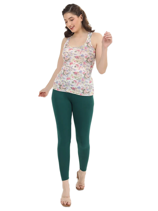 Women’s BottleGreen Premium 4-Way Stretch Lycra Leggings Full Length Churidar & Casual Wear Versatile Ethnic & Modern Bottom Wear - Western Wear -...