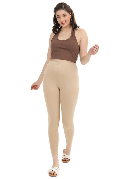 Women’s Sandal Premium 4-Way Stretch Lycra Leggings Full Length Churidar & Casual Wear Versatile Ethnic & Modern Bottom Wear - Western Wear - front...