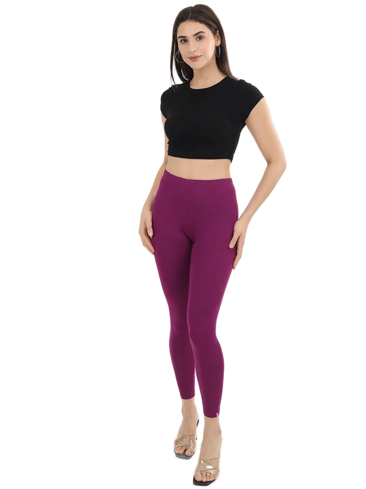 Women’s Plum Premium 4-Way Stretch Lycra Leggings Full Length Churidar & Casual Wear Versatile Ethnic & Modern Bottom Wear - Western Wear - front view...