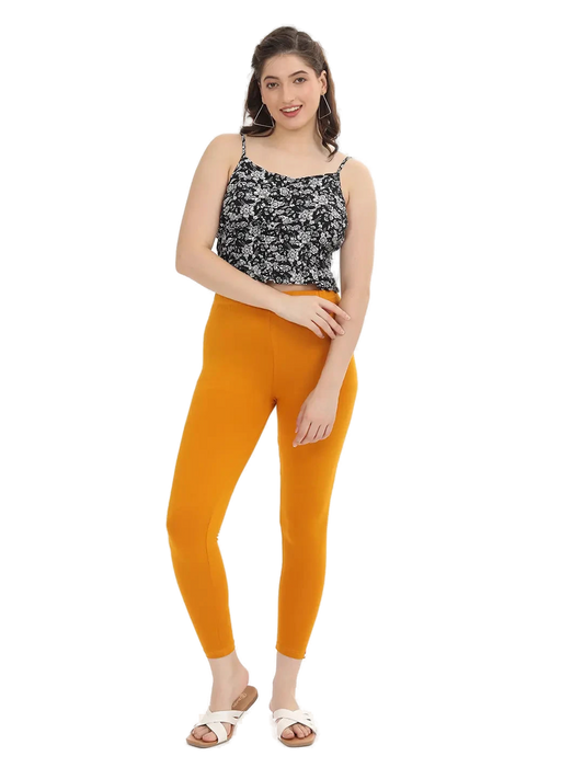 Women’s Musturd Yellow Premium 4-Way Stretch Lycra Leggings Full Length Churidar & Casual Wear Versatile Ethnic & Modern Bottom Wear - Western Wear -...