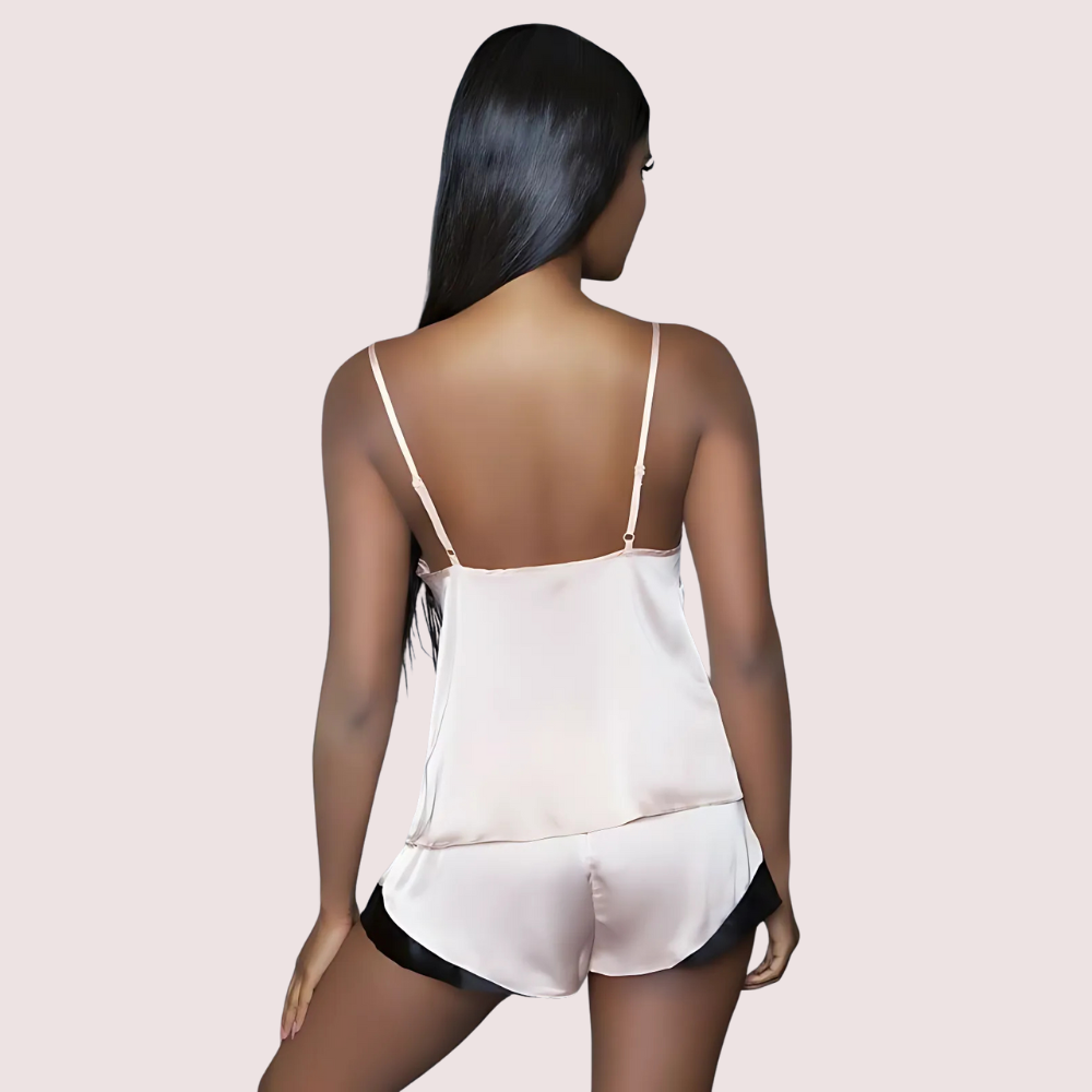 Women's White Satin Cami Top, Elegant White Camisole - Apparel - back view | Snazzyway