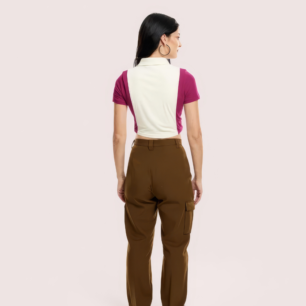 Women's Maroon Designer Crop Top, Opulent Maroon Top - Apparel - close-up detail view | Snazzyway