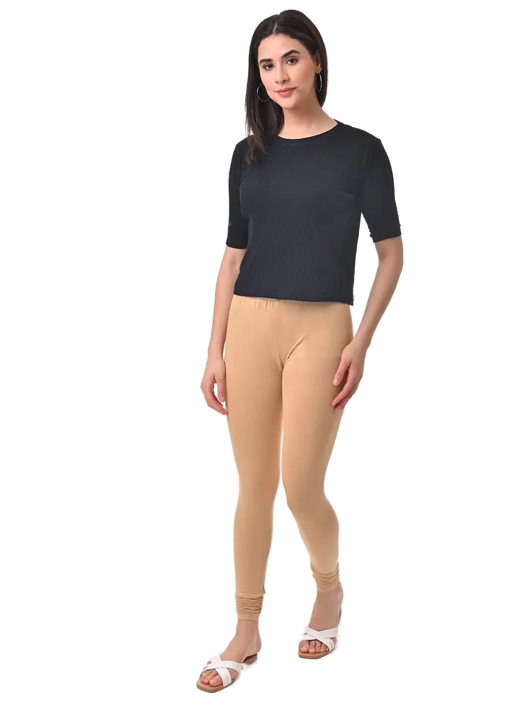Women’s Skin Premium 4-Way Stretch Lycra Leggings Full Length Churidar & Casual Wear Versatile Ethnic & Modern Bottom Wear - Western Wear - front view...