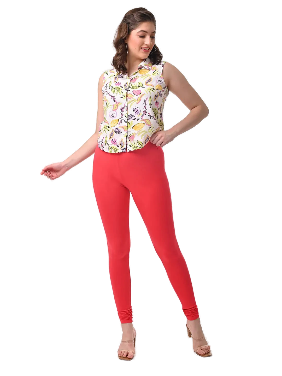 Women’s Coral Premium 4-Way Stretch Lycra Leggings Full Length Churidar & Casual Wear Versatile Ethnic & Modern Bottom Wear - Western Wear - front view...