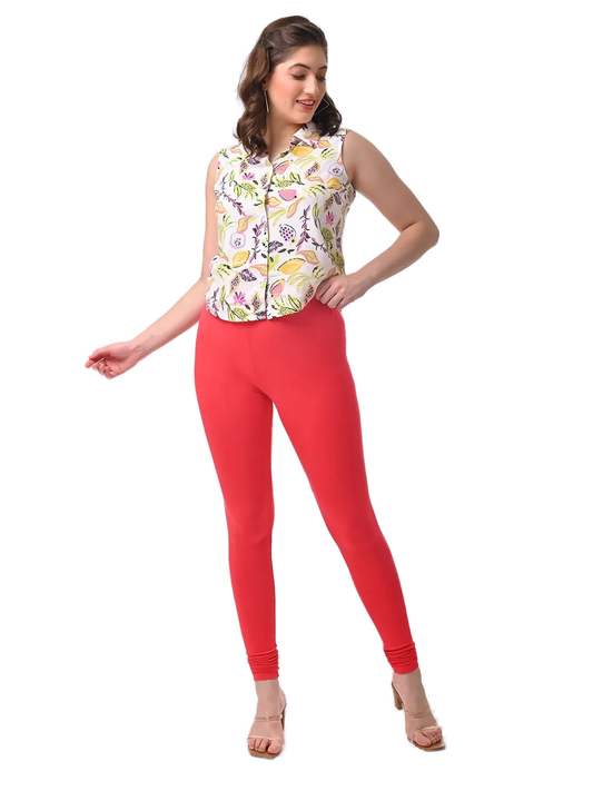 Women’s Coral Premium 4-Way Stretch Lycra Leggings Full Length Churidar & Casual Wear Versatile Ethnic & Modern Bottom Wear - Western Wear - front view...