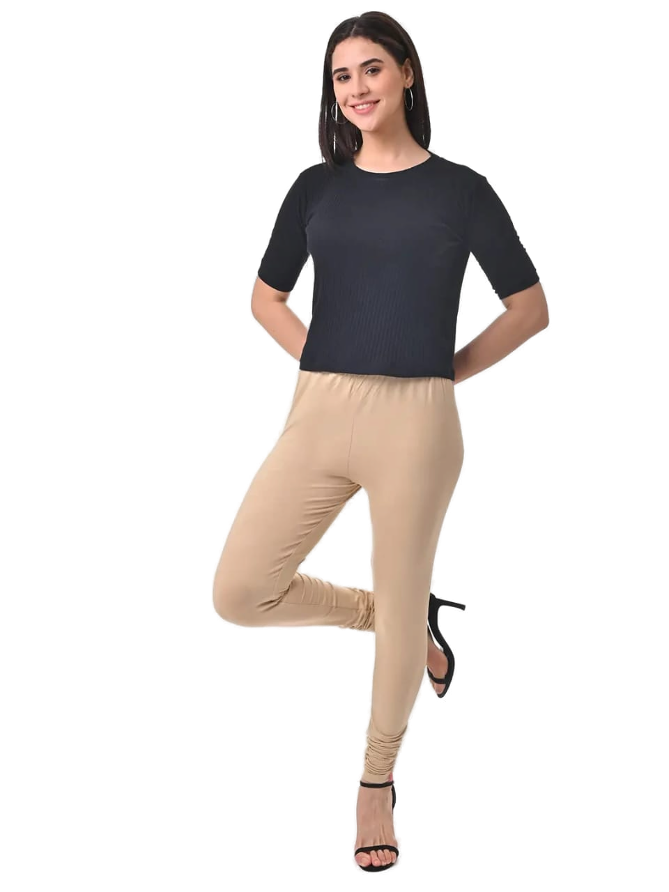 Women’s Sandal Premium 4-Way Stretch Lycra Leggings Full Length Churidar & Casual Wear Versatile Ethnic & Modern Bottom Wear - Western Wear - front...