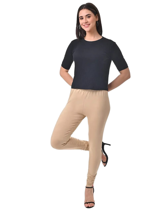 Women’s Sandal Premium 4-Way Stretch Lycra Leggings Full Length Churidar & Casual Wear Versatile Ethnic & Modern Bottom Wear - Western Wear - front...