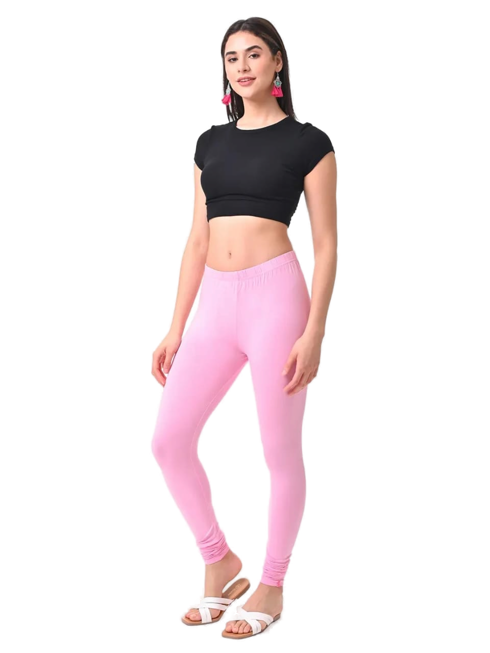 Women’s Rose Premium 4-Way Stretch Lycra Leggings Full Length Churidar & Casual Wear Versatile Ethnic & Modern Bottom Wear - Western Wear - front view...