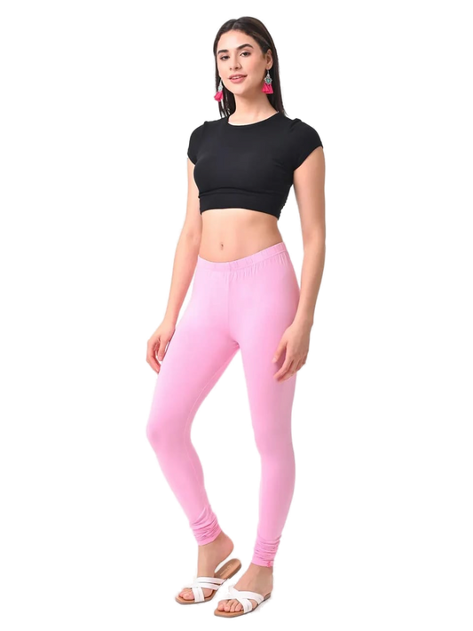 Women’s Rose Premium 4-Way Stretch Lycra Leggings Full Length Churidar & Casual Wear Versatile Ethnic & Modern Bottom Wear - Western Wear - front view...