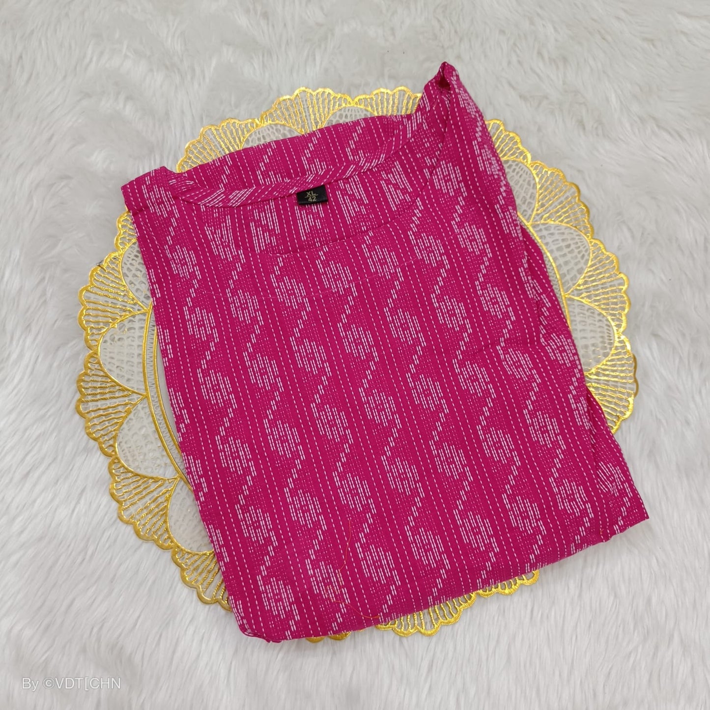 Cotton 3 Tier Frock - Rani Pink - Western Wear - back view | Villows DTrendz