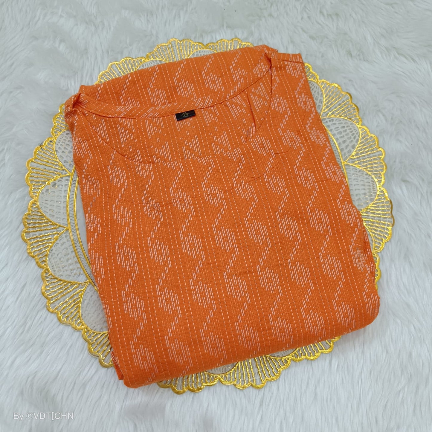 Cotton 3 Tier Frock - Orange - Western Wear - back view | Villows DTrendz