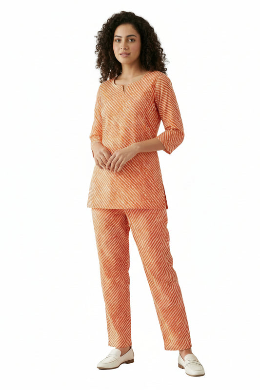 Women’s Cotton Co-Ord Set - Orange Western Wear - front view | Villows DTrendz