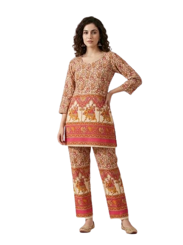 Women’s Cotton Co-Ord Set - Red Western Wear - front view | Villows DTrendz