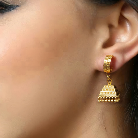Women's Gold Designer Earrings, Chic Gold Stud Earrings - Apparel - front view | Snazzyway