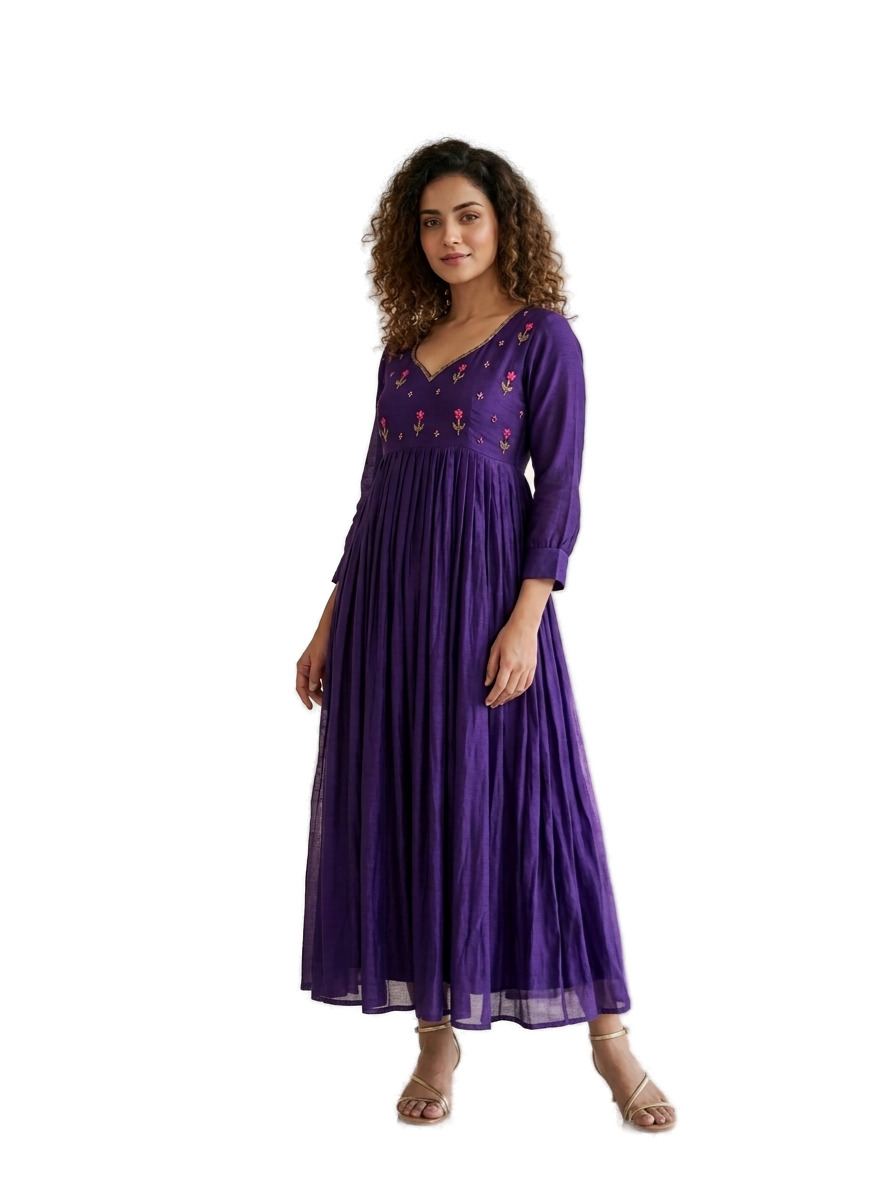 Women’s Violet Designer Frock - Western Wear - front view | Villows DTrendz