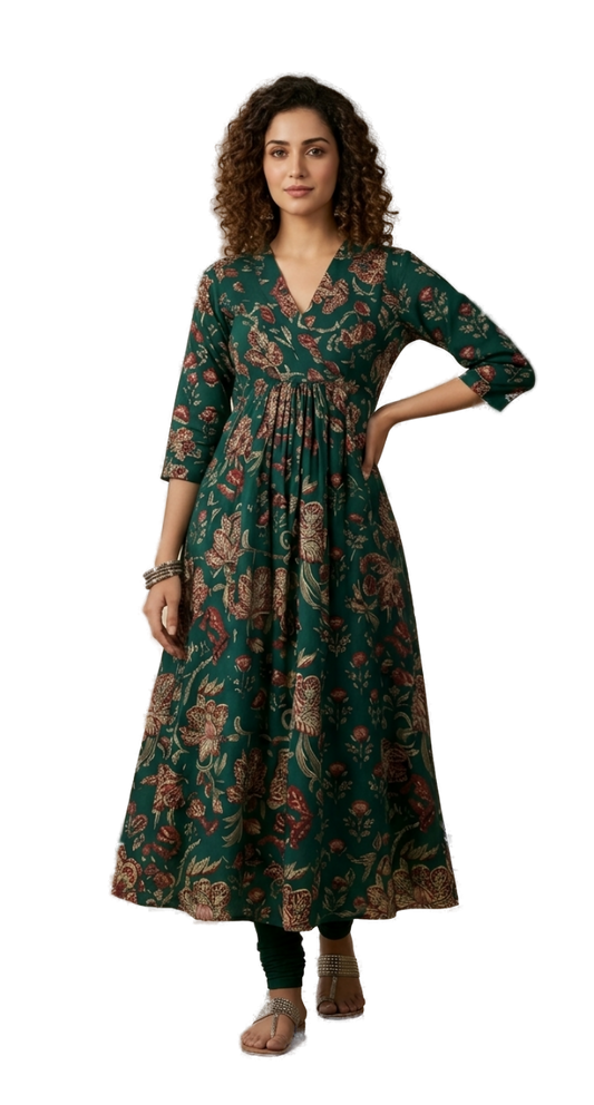 Women’s Green Designer Frock - Western Wear - front view | Villows DTrendz
