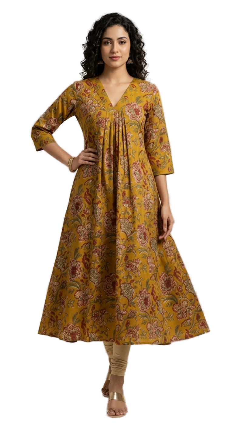 Women’s Yellow Designer Frock - Western Wear - front view | Villows DTrendz