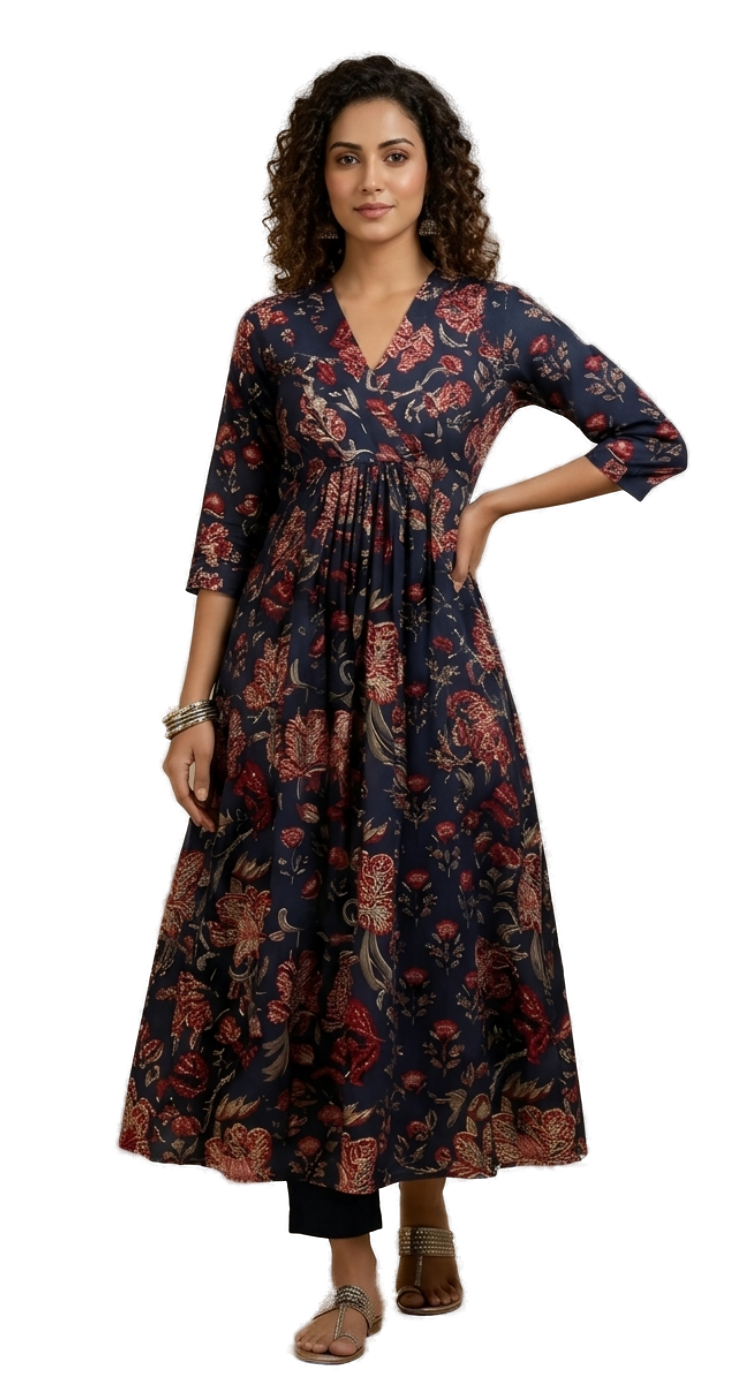 Women’s Blue Designer Frock - Western Wear - front view | Villows DTrendz