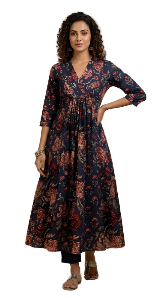 Women’s Blue Designer Frock - Western Wear - front view | Villows DTrendz