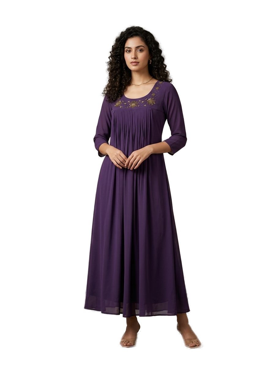 Women’s Purple Designer Frock - Western Wear - front view | Villows DTrendz