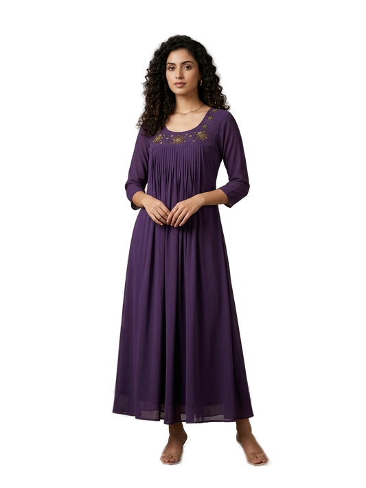 Women’s Purple Designer Frock - Western Wear - front view | Villows DTrendz