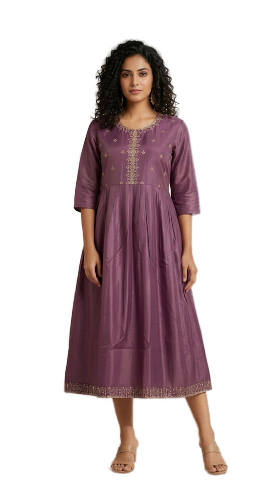 Women’s Lavender Designer Frock - Western Wear - front view | Villows DTrendz