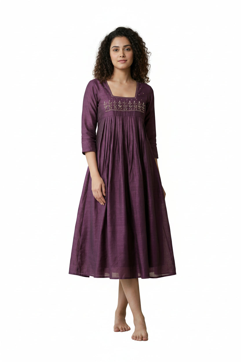 Women’s Wine Designer Frock - Western Wear - front view | Villows DTrendz