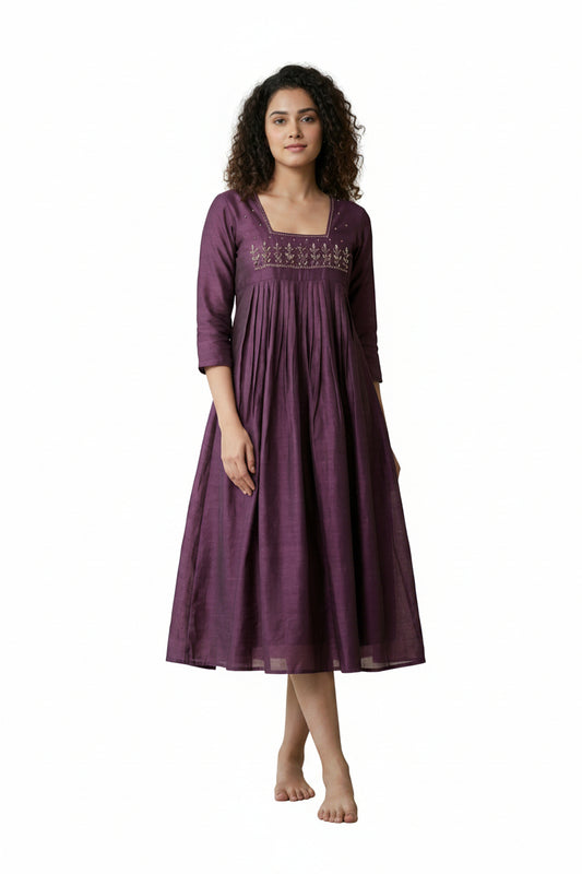 Women’s Wine Designer Frock - Western Wear - front view | Villows DTrendz