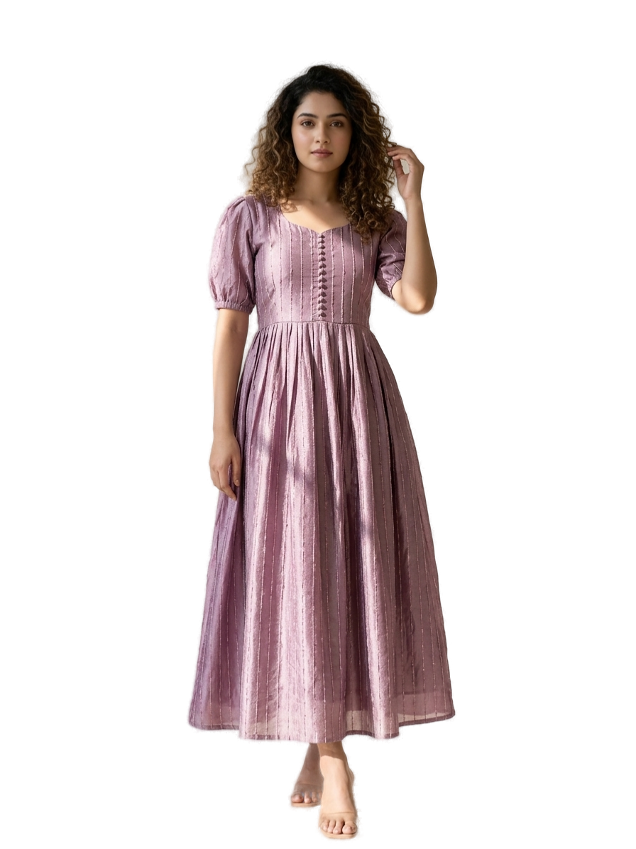 Women’s Onion Pink Designer Frock - Western Wear - front view | Villows DTrendz