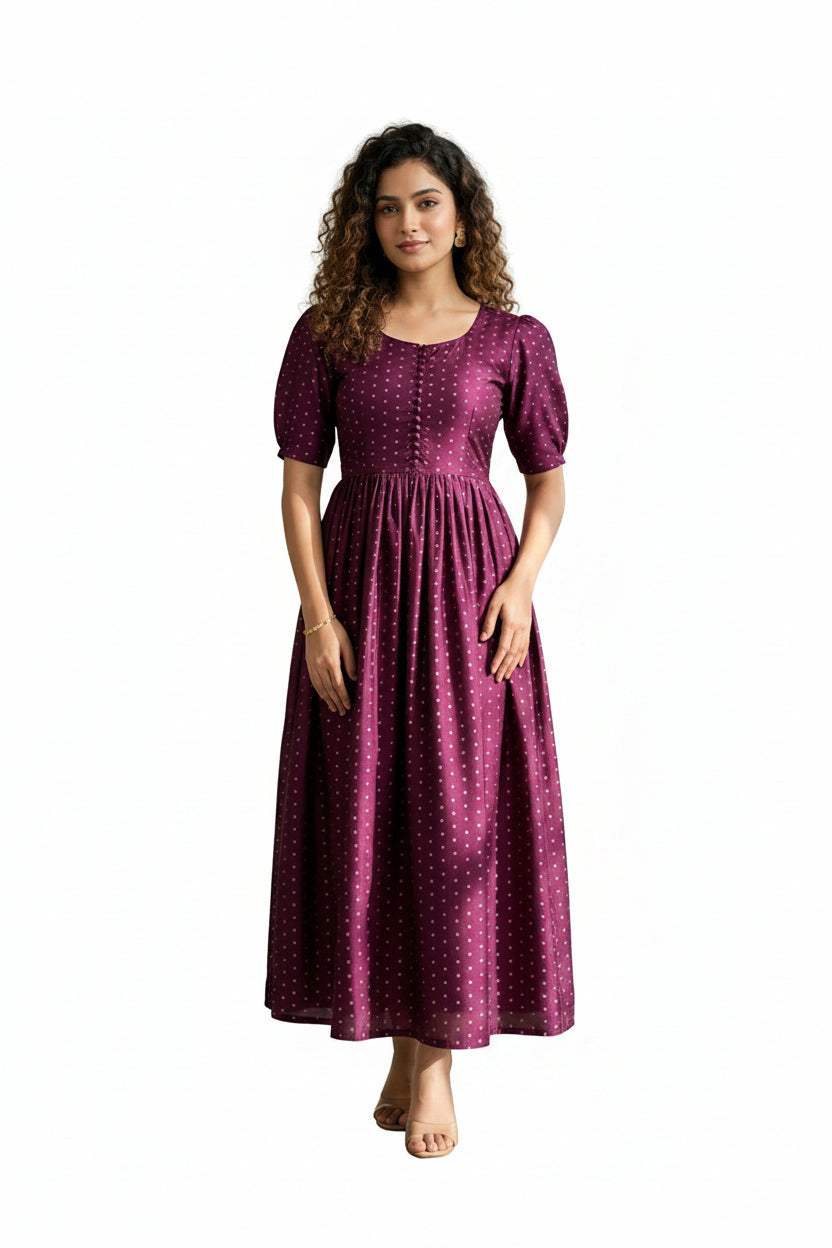 Women’s Plum Designer Frock - Western Wear - front view | Villows DTrendz