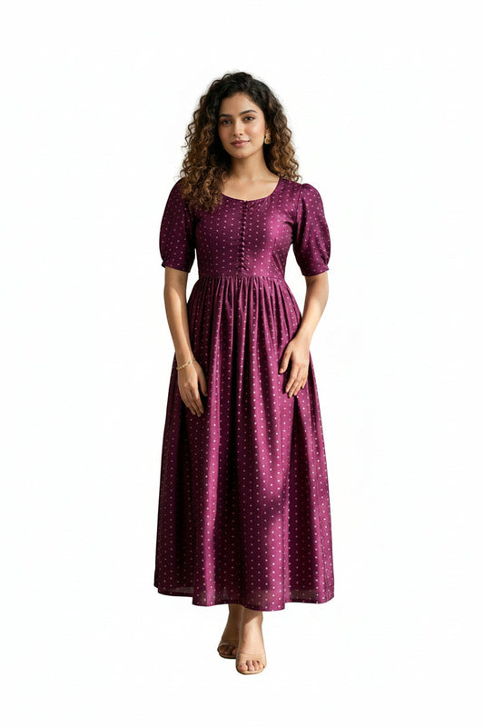 Women’s Plum Designer Frock - Western Wear - front view | Villows DTrendz