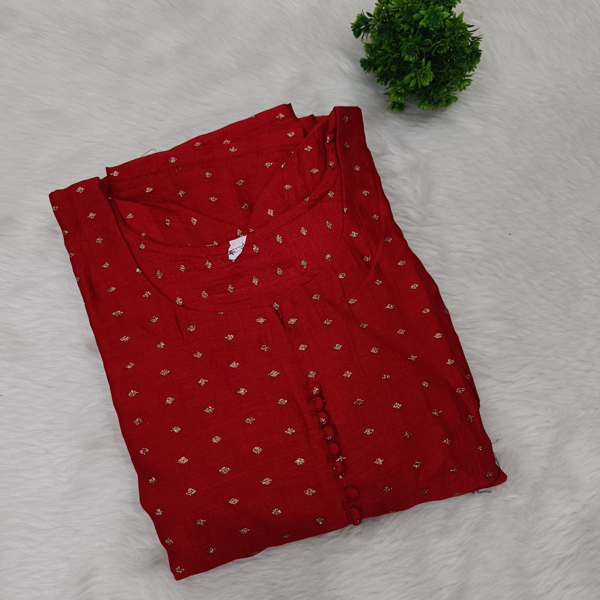 Women’s Red Designer Frock - Western Wear - close-up detail view | Villows DTrendz