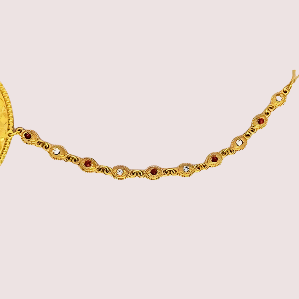 Women's Golden Designer Nose Ring, Stylish Golden Bridal Nath - Apparel - close-up detail view | Snazzyway