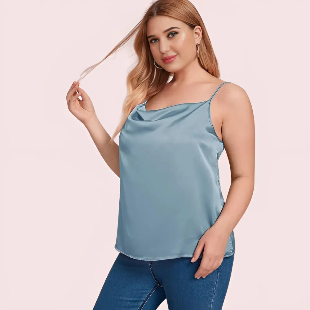 Women's Grey Silk Cami Top, Chic Grey Camisole - Apparel - close-up detail view | Snazzyway