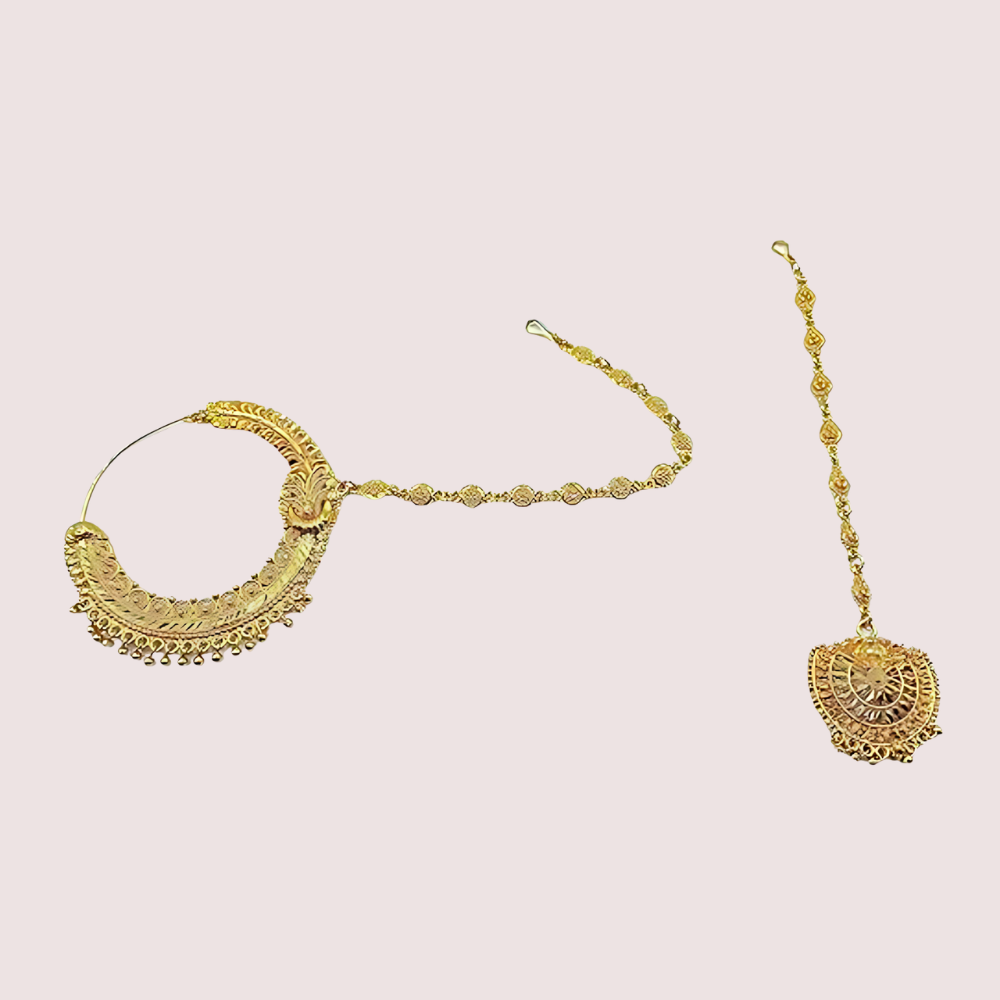 Women's Golden Designer Guloband, Classic Golden Choker Set - Apparel - close-up detail view | Snazzyway