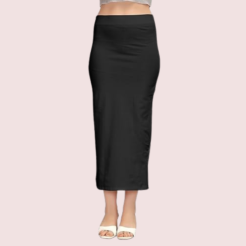 Women's Dark Black Cotton Petticoat, Radiant Dark Shapewear - Apparel - close-up detail view | Snazzyway