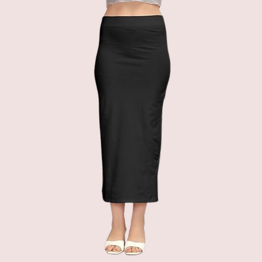 Women's Dark Black Cotton Petticoat, Radiant Dark Shapewear - Apparel - close-up detail view | Snazzyway