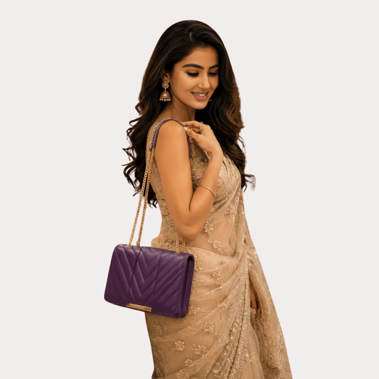 Women's Orchid Purple Quilted Sling Bag, Chic Orchid Crossbody Purse - Apparel - front view | Snazzyway