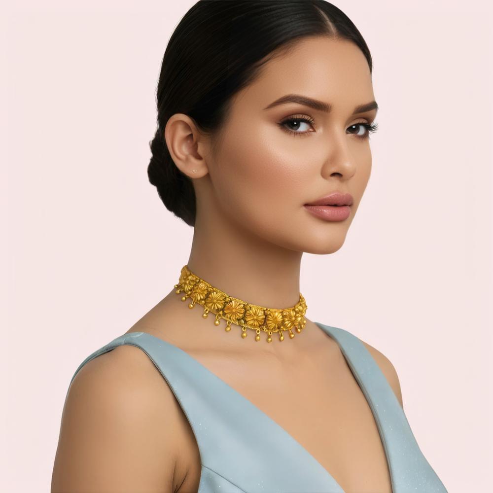 Women's Gold Gold-Plated Necklace, Stylish Gold Necklace Set - Apparel - front view | Snazzyway