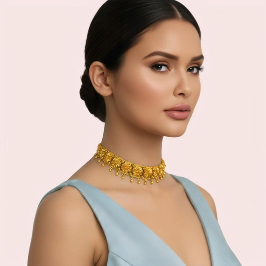 Women's Gold Gold-Plated Necklace, Stylish Gold Necklace Set - Apparel - front view | Snazzyway