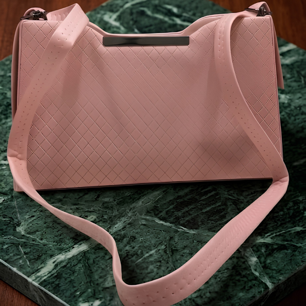 Women's Pink Textured Sling Bag, Regal Pink Crossbody Purse - Apparel - close-up detail view | Snazzyway