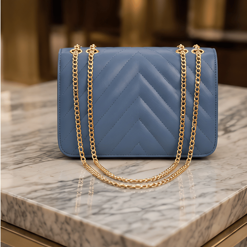 Women's Blue Designer Sling Bag, Timeless Blue Crossbody Purse - Apparel - back view | Snazzyway